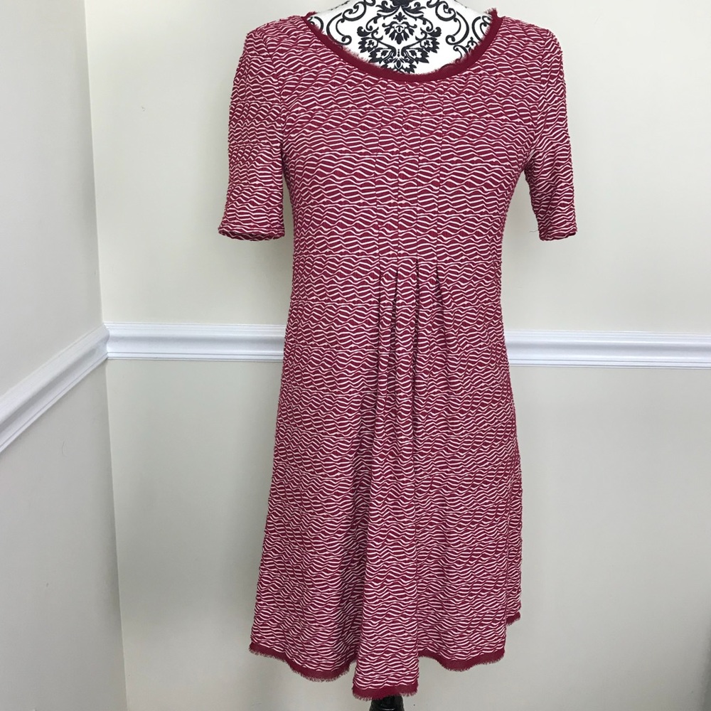 Anthro Maeve red and white patterned dress